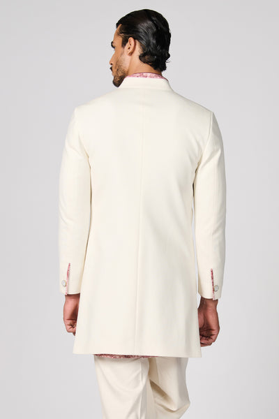 Shantanu & Nikhil Menswear Off White Classic Sherwani indian designer wear online shopping melange singapore