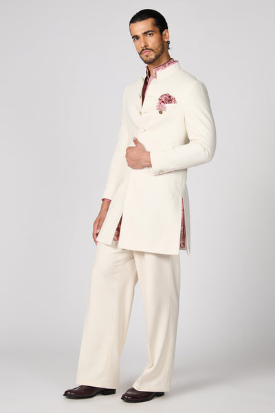 Shantanu & Nikhil Menswear Off White Classic Sherwani indian designer wear online shopping melange singapore