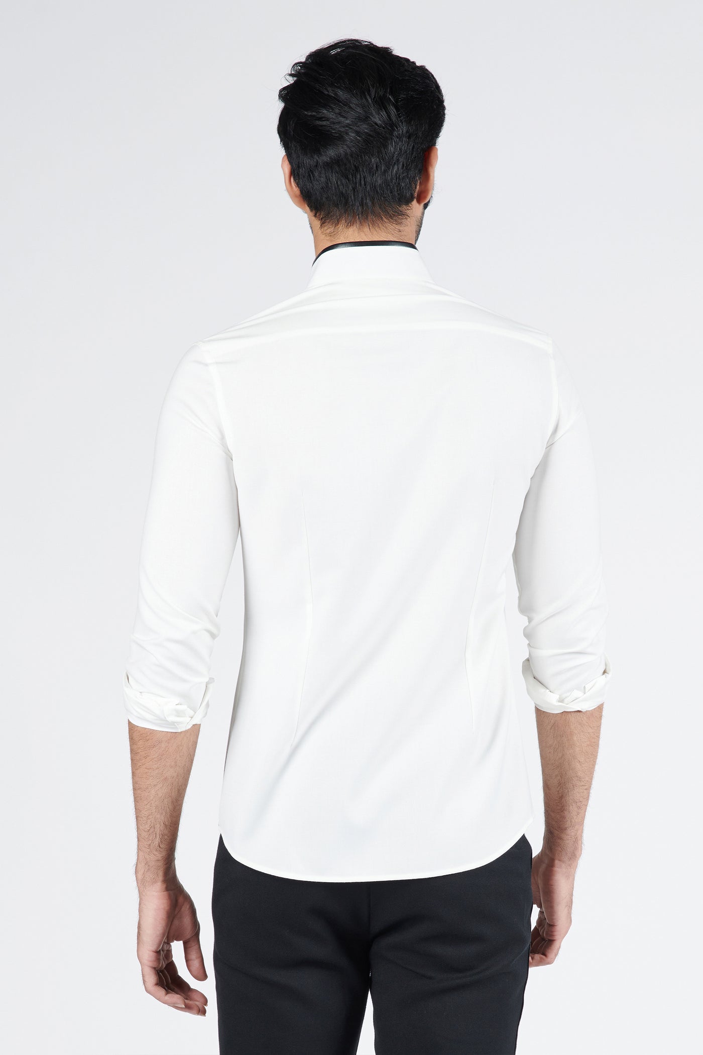 Shantanu & Nikhil Menswear Off White Shirt with Faux Leather Detailing indian designer wear online shopping melange singapore