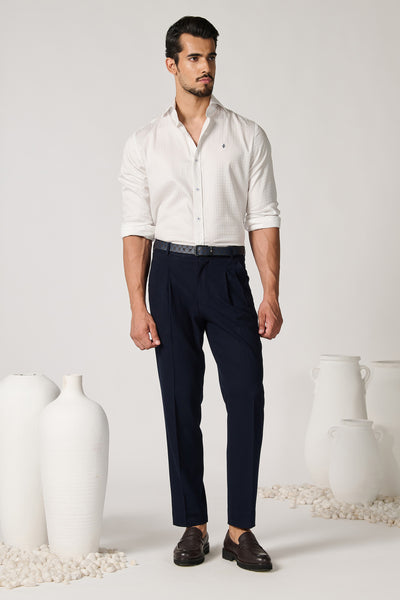 Shantanu & Nikhil Menswear Off White Shirt with Geometric Pattern indian designer wear online shopping melange singapore