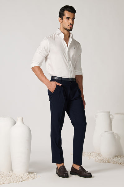 Shantanu & Nikhil Menswear Off White Shirt with Geometric Pattern indian designer wear online shopping melange singapore