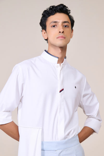 Shantanu & Nikhil Menswear Offwhite Draped Shirt indian designer wear online shopping melange singapore