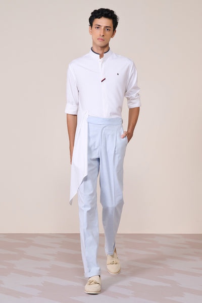Shantanu & Nikhil Menswear Offwhite Draped Shirt indian designer wear online shopping melange singapore