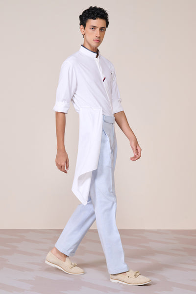 Shantanu & Nikhil Menswear Offwhite Draped Shirt indian designer wear online shopping melange singapore