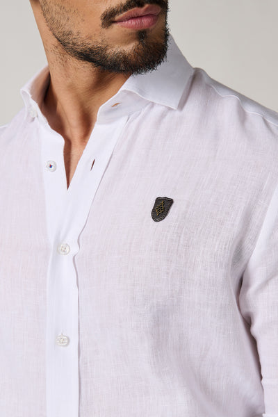 Shantanu & Nikhil Menswear Off White Linen Shirt indian designer wear online shopping melange singapore