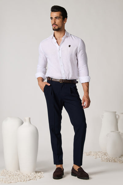 Shantanu & Nikhil Menswear Off White Linen Shirt indian designer wear online shopping melange singapore