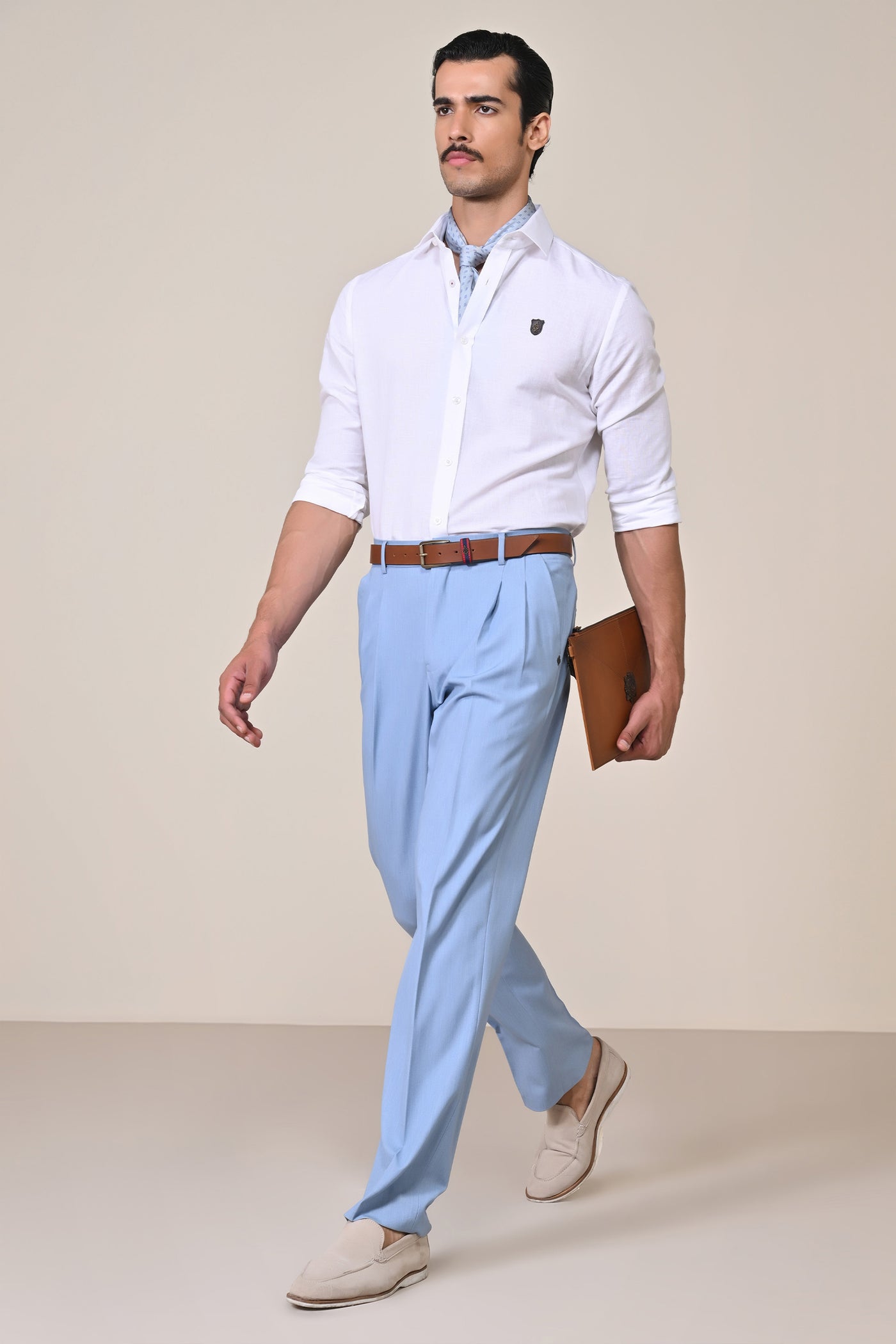 Shantanu & Nikhil Menswear Off white Linen Shirt indian designer wear online shopping melange singapore