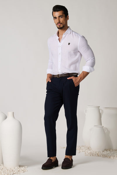 Shantanu & Nikhil Menswear Off White Linen Shirt indian designer wear online shopping melange singapore