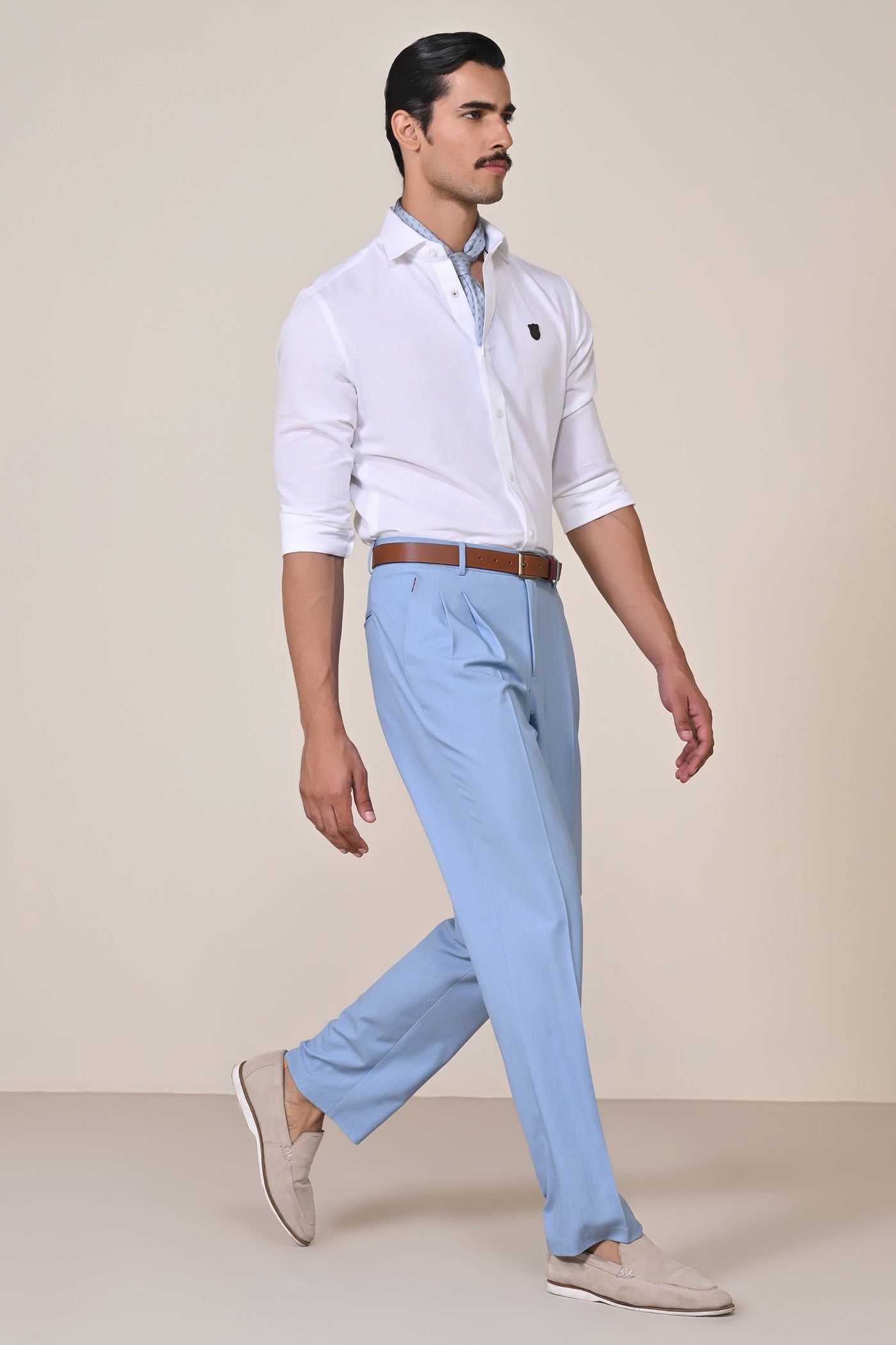 Shantanu & Nikhil Menswear Off white Linen Shirt indian designer wear online shopping melange singapore