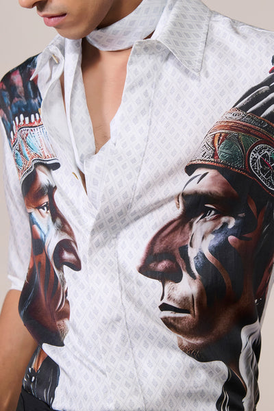 Shantanu & Nikhil Menswear Offwhite Silk Twill Adamas Shirt indian designer wear online shopping melange singapore