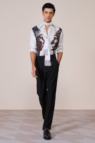 Shantanu & Nikhil Menswear Offwhite Silk Twill Adamas Shirt indian designer wear online shopping melange singapore