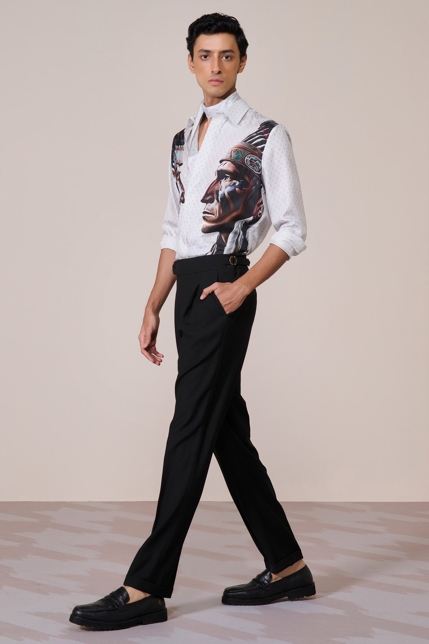 Shantanu & Nikhil Menswear Offwhite Silk Twill Adamas Shirt indian designer wear online shopping melange singapore