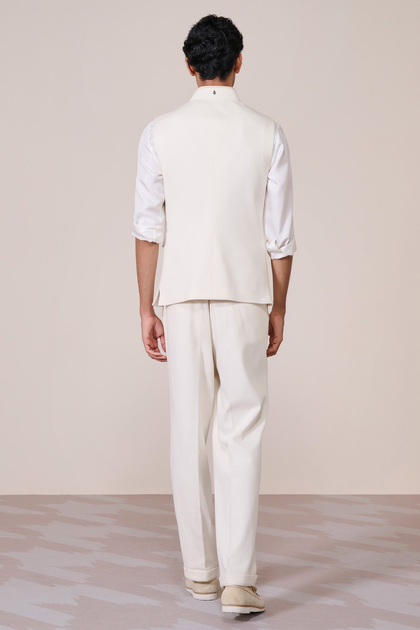 Shantanu & Nikhil Menswear Off white Waistcoat with Metallic Buttons indian designer wear online shopping melange singapore
