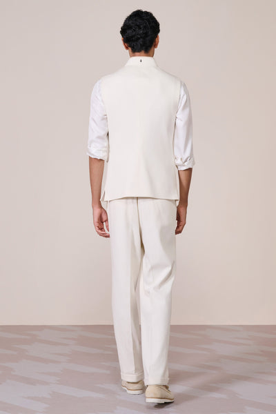Shantanu & Nikhil Menswear Off white Waistcoat with Metallic Buttons indian designer wear online shopping melange singapore
