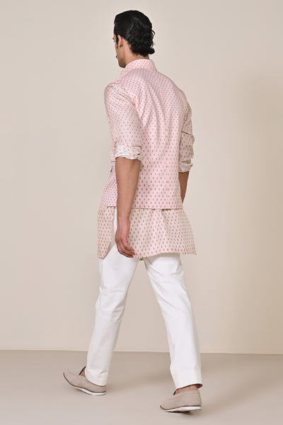 Shantanu & Nikhil Menswear Pink Adamas Printed Waistcoat indian designer wear online shopping melange singapore
