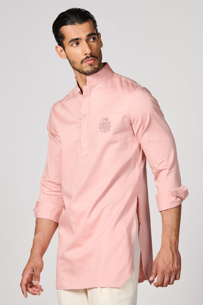 Shantanu & Nikhil Menswear Pink Crested Kurta indian designer wear online shopping melange singapore