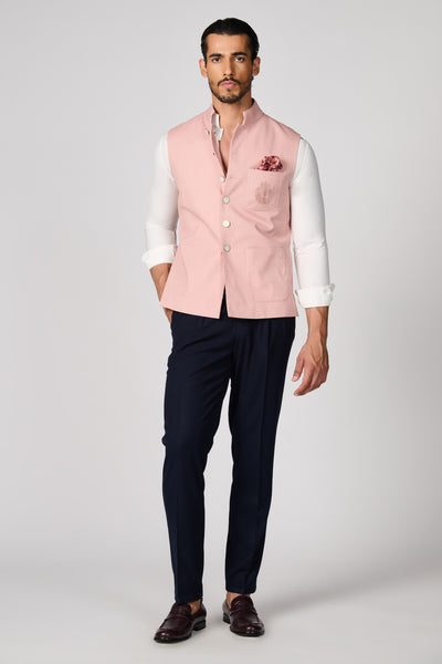 Shantanu & Nikhil Menswear Pink Crested Waistcoat indian designer wear online shopping melange singapore