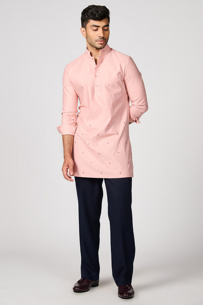 Shantanu & Nikhil Menswear Pink Embroidered Kurta indian designer wear online shopping melange singapore