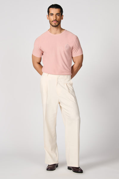 Shantanu & Nikhil Menswear Pink Knit T-Shirt With Crest indian designer wear online shopping melange singapore