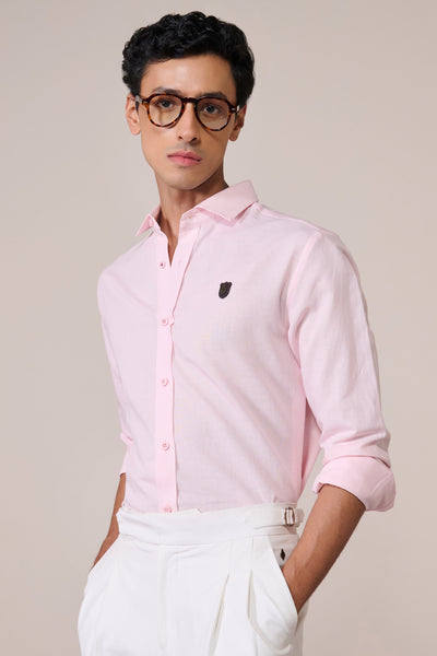 Shantanu & Nikhil Menswear Pink Linen Shirt indian designer wear online shopping melange singapore
