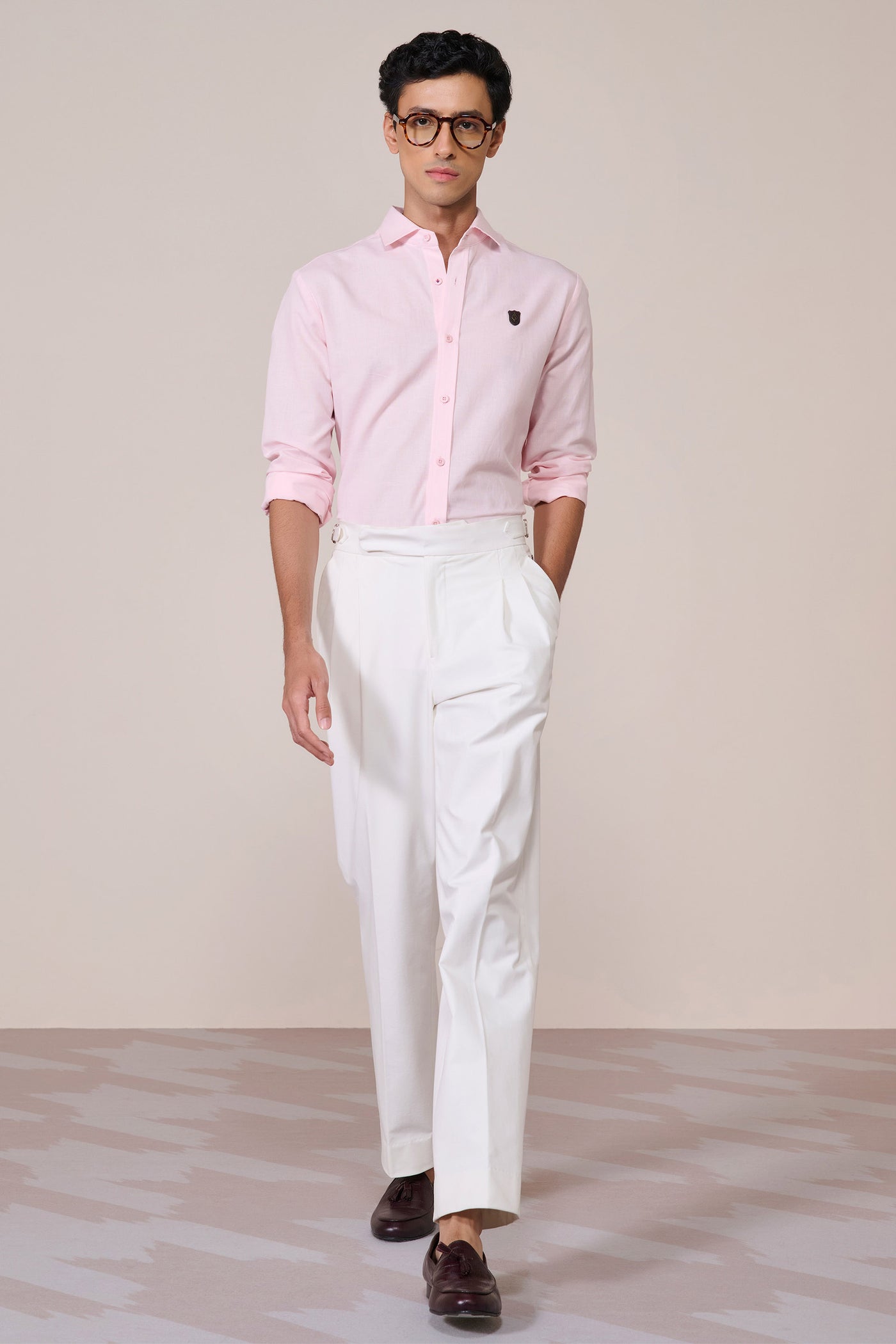 Shantanu & Nikhil Menswear Pink Linen Shirt indian designer wear online shopping melange singapore
