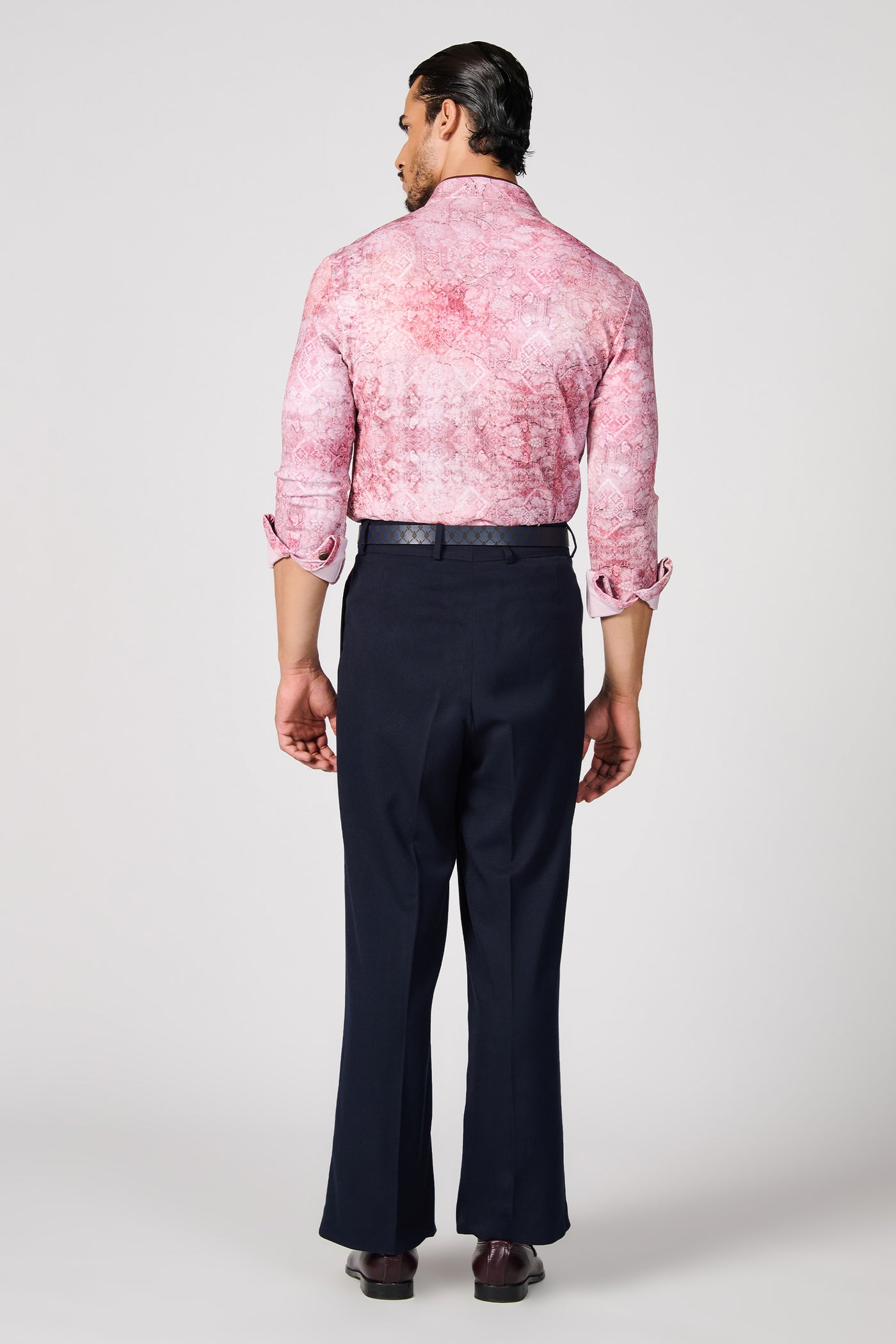 Shantanu & Nikhil Menswear Pink Sicilian Geometric Print Shirt indian designer wear online shopping melange singapore