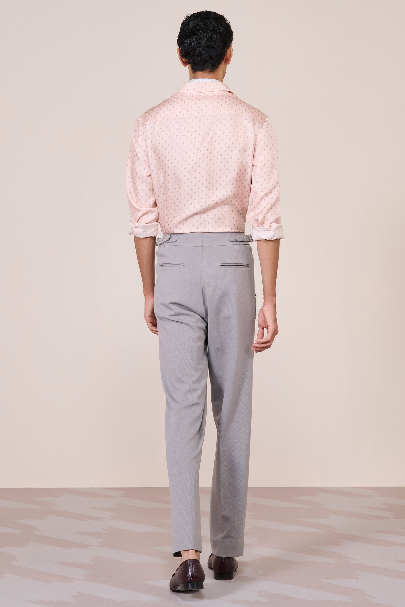 Shantanu & Nikhil Menswear Pink Silk Twill Adamas Shirtt indian designer wear online shopping melange singapore