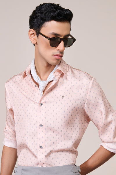 Shantanu & Nikhil Menswear Pink Silk Twill Adamas Shirtt indian designer wear online shopping melange singapore