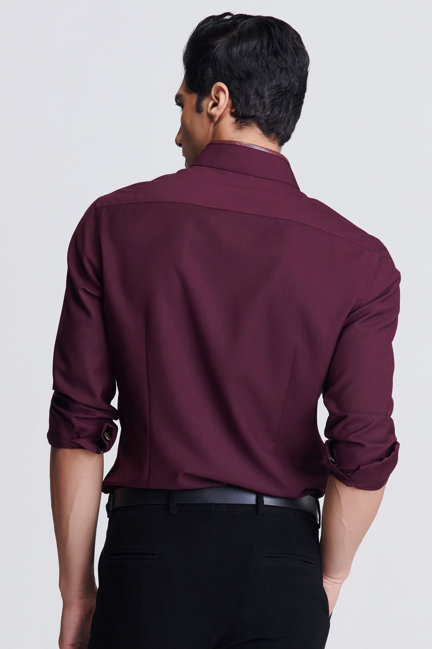 Shantanu & Nikhil Menswear Plum Diamante Placket Shirt indian designer wear online shopping melange singapore