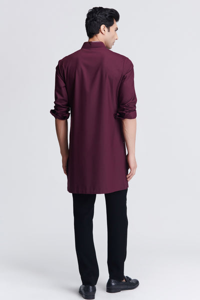 Shantanu & Nikhil Menswear Plum Embellished Kurta indian designer wear online shopping melange singapore