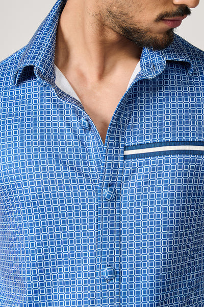 Shantanu & Nikhil Menswear Printed Crepe Jersey Shirt indian designer wear online shopping melange singapore