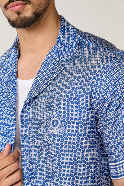 Shantanu & Nikhil Menswear Printed Resort Silk Shirt indian designer wear online shopping melange singapore