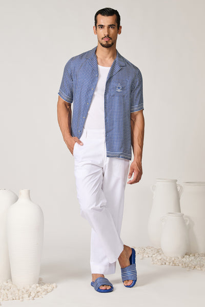 Shantanu & Nikhil Menswear Printed Resort Silk Shirt indian designer wear online shopping melange singapore