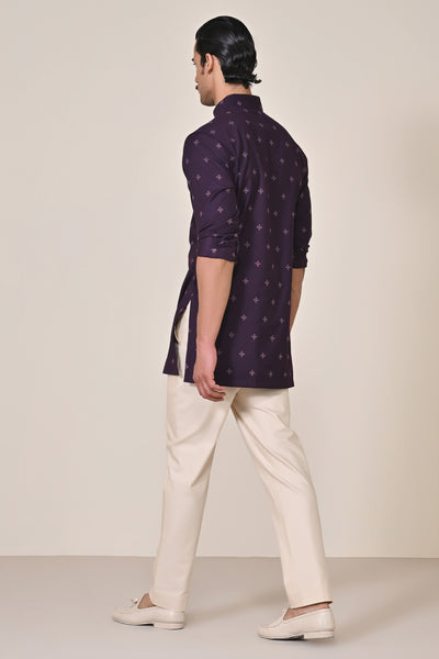 Shantanu & Nikhil Menswear Purple Thread-Embroidered Kurta indian designer wear online shopping melange singapore