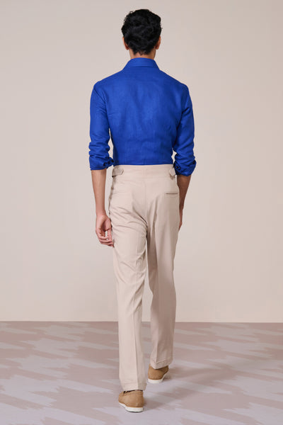 Shantanu & Nikhil Menswear Racer Blue Linen Crest Shirt indian designer wear online shopping melange singapore