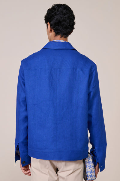Shantanu & Nikhil Menswear Racer Blue Linen Layering indian designer wear online shopping melange singapore