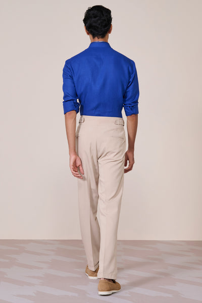 Shantanu & Nikhil Menswear Racer Blue Utility Linen Shirt indian designer wear online shopping melange singapore