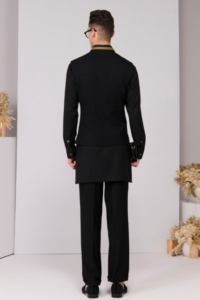 Shantanu & Nikhil Menswear Regal Black Waistcoat indian designer wear online shopping melange singapore 