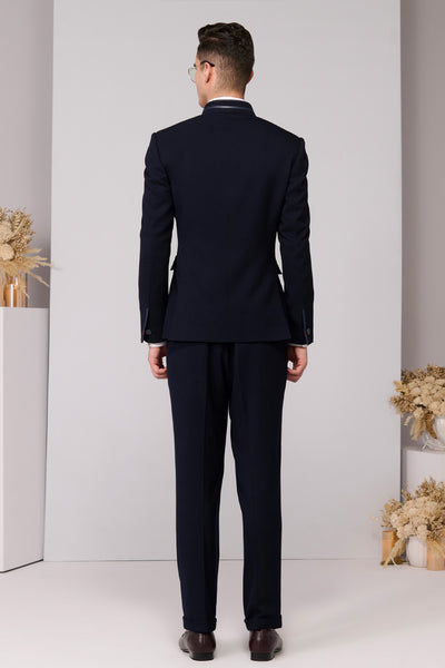 Shantanu & Nikhil Menswear Regal Navy Bandhgala indian designer wear online shopping melange singapore 
