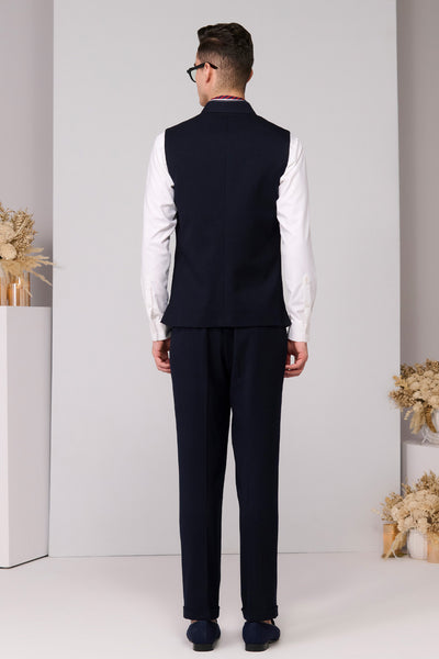 Shantanu & Nikhil Menswear Regal Navy Waistcoat indian designer wear online shopping melange singapore 