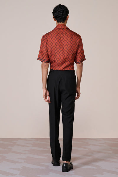 Shantanu & Nikhil Menswear Rust Adamas Twill Silk Shirt indian designer wear online shopping melange singapore