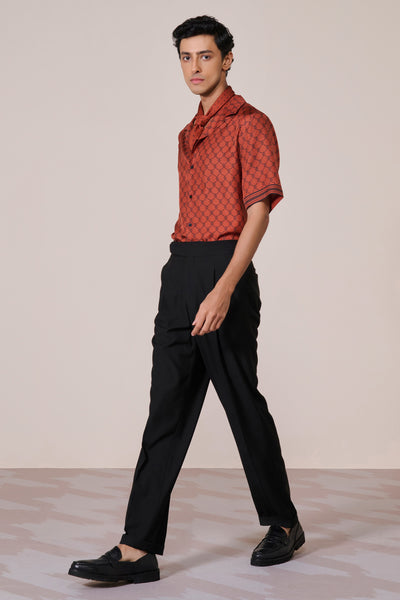 Shantanu & Nikhil Menswear Rust Adamas Twill Silk Shirt indian designer wear online shopping melange singapore