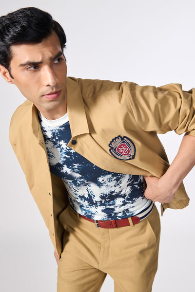 Shantanu & Nikhil Menswear SNCC Beige Bomber indian designer wear online shopping melange singapore