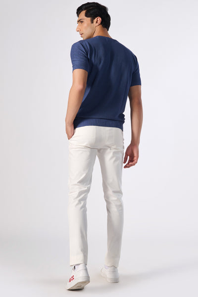 Shantanu & Nikhil Menswear SNCSNCC Blue Knit T-Shirt with Crest indian designer wear online shopping melange singapore