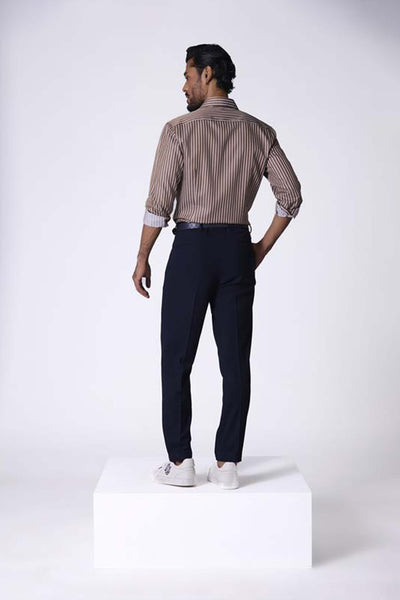 Shantanu & Nikhil Menswear SNCC Brown Striped Shirt indian designer wear online shopping melange singapore
