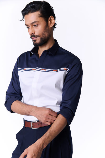 Shantanu & Nikhil Menswear SNCC Colorblock Shirt indian designer wear online shopping melange singapore