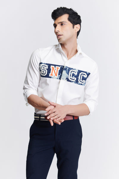 Shantanu & Nikhil Menswear SNCC Demin Patch Logo Shirt indian designer wear online shopping melange singapore
