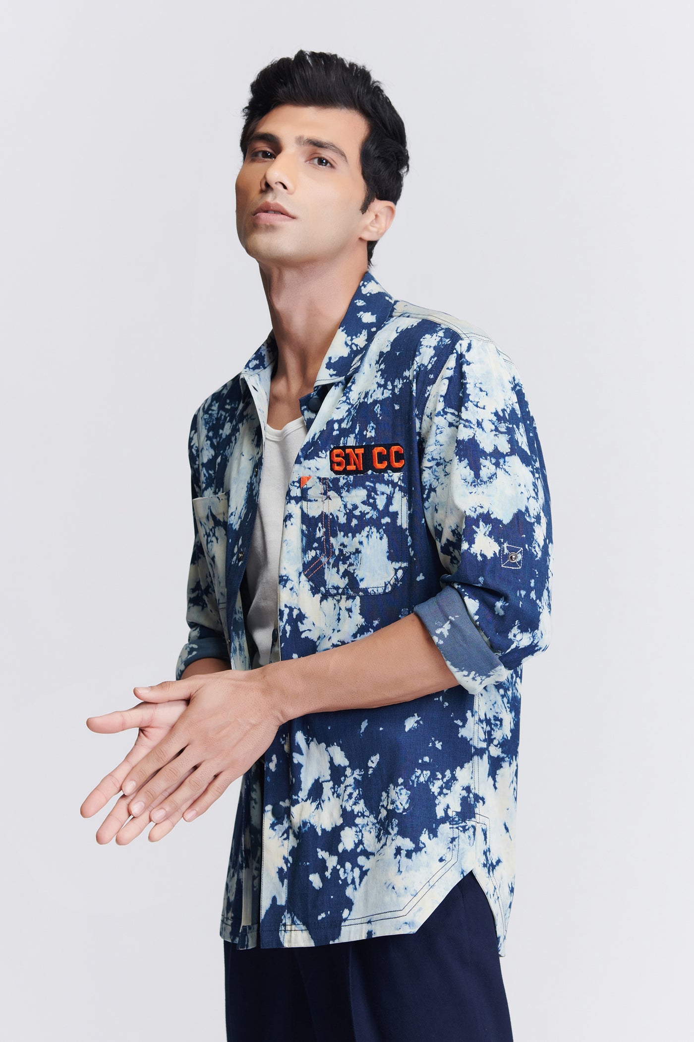 Shantanu & Nikhil Menswear SNCC Demin Shacket indian designer wear online shopping melange singapore