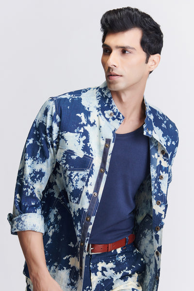 Shantanu & Nikhil Menswear SNCC Demin Utility Shirt indian designer wear online shopping melange singapore