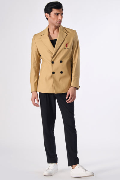 Shantanu & Nikhil Menswear SNCC Double Breasted Beige Jacket indian designer wear online shopping melange singapore